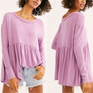 Free People Forever Your Girl Tunic Top Lavender Oversized Boho Office Date XS
